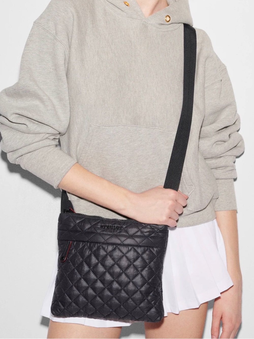 MZ Wallace Quilted Black Metro Flat Crossbody Bag - used once